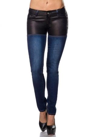NEUE Jeans mit Kunstledereinsätzen Gr. XS/34 -202247