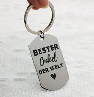 EDELSTAHL SCHLÜSSELANHÄNGER, *BESTER ONKEL DER WELT*, NEU