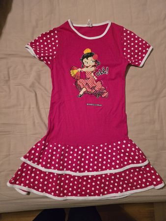 Pink Polka Dot Dress - Size 7/8 - Sevillana - Spring!