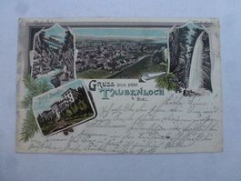 AK Gruss aus dem Taubenloch Biel 1899