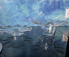 2 Wellenschalen Glasi Hergiswil Glasschalen Tischdeko Bienen