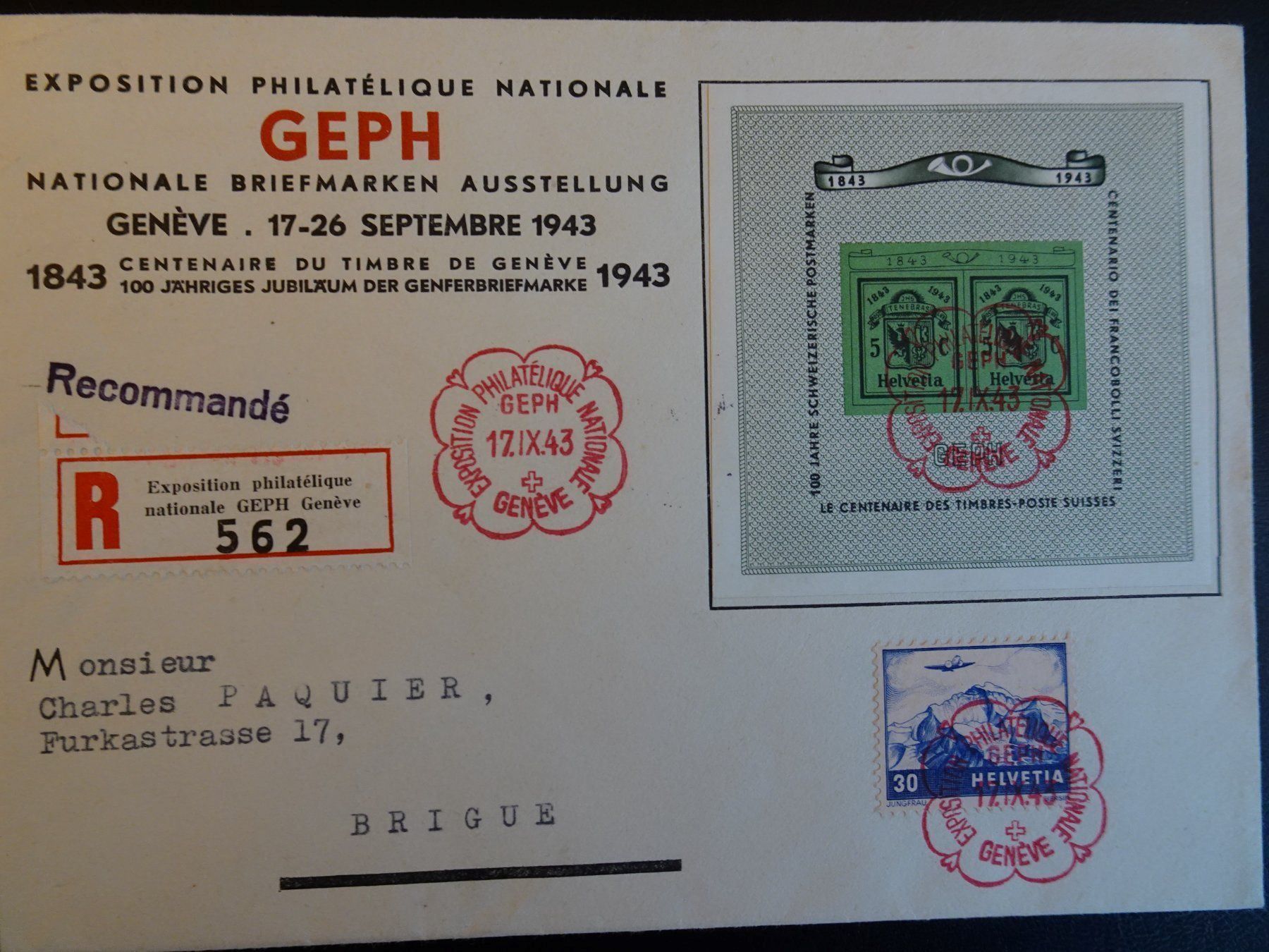 Alle Briefmarken: 17.IX.43 FDC GEPH Nationale Ausstellung – Gebraucht aus Eschenbach SG von eDaisy