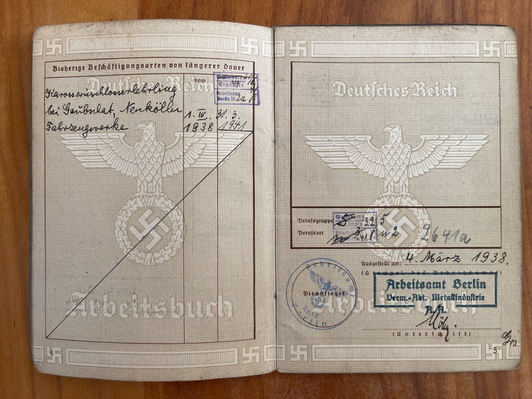Documenti: Original Arbeitsbuch Deutsches Reich 1935 – Usato da Siblingen venduto da Woltersdorf50 3