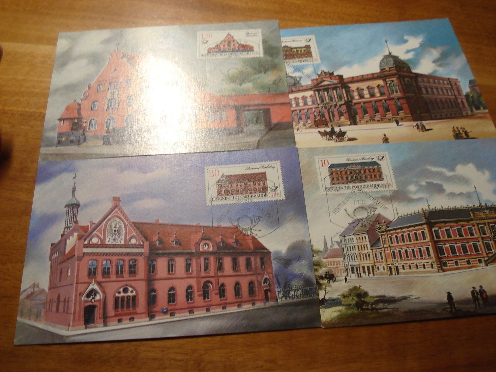 Alle Briefmarken: DDR, Satz Maximumkarten 1987, historische Postgebäude – Gebraucht aus Niederwil AG von morostahu 1