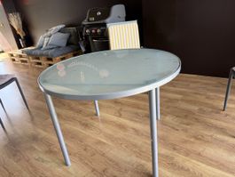 Gartentisch Glas Metall rund gebraucht