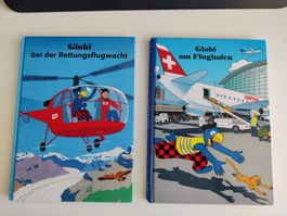 Globi – 2 Bücher – Flughafen & Rettungsflugwacht – Fahrzeuge