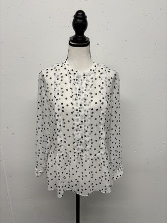 Bruuns Bazaar Weisse Pünktchenbluse Gr. S Seide Bluse