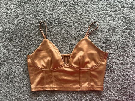 Neues, elegantes Satin Bustier Top, Grösse M,Bronze