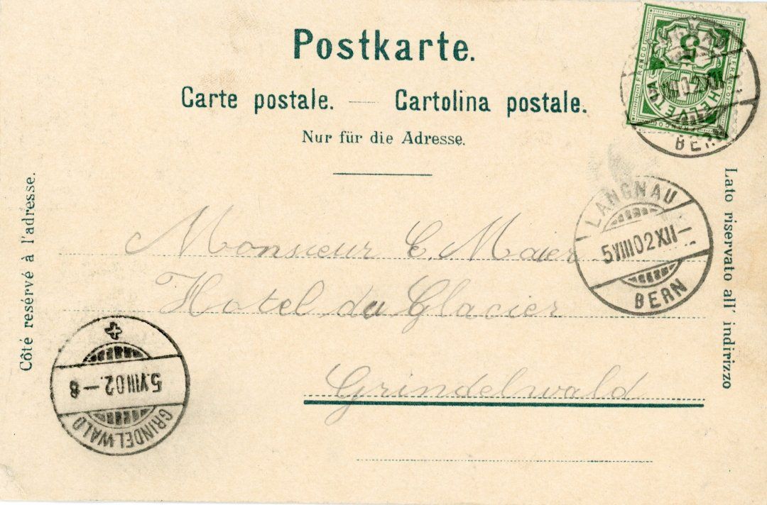 Cartoline postali: Langnau   BE      um 1902 – Usato da Brig venduto da Valcards54 1