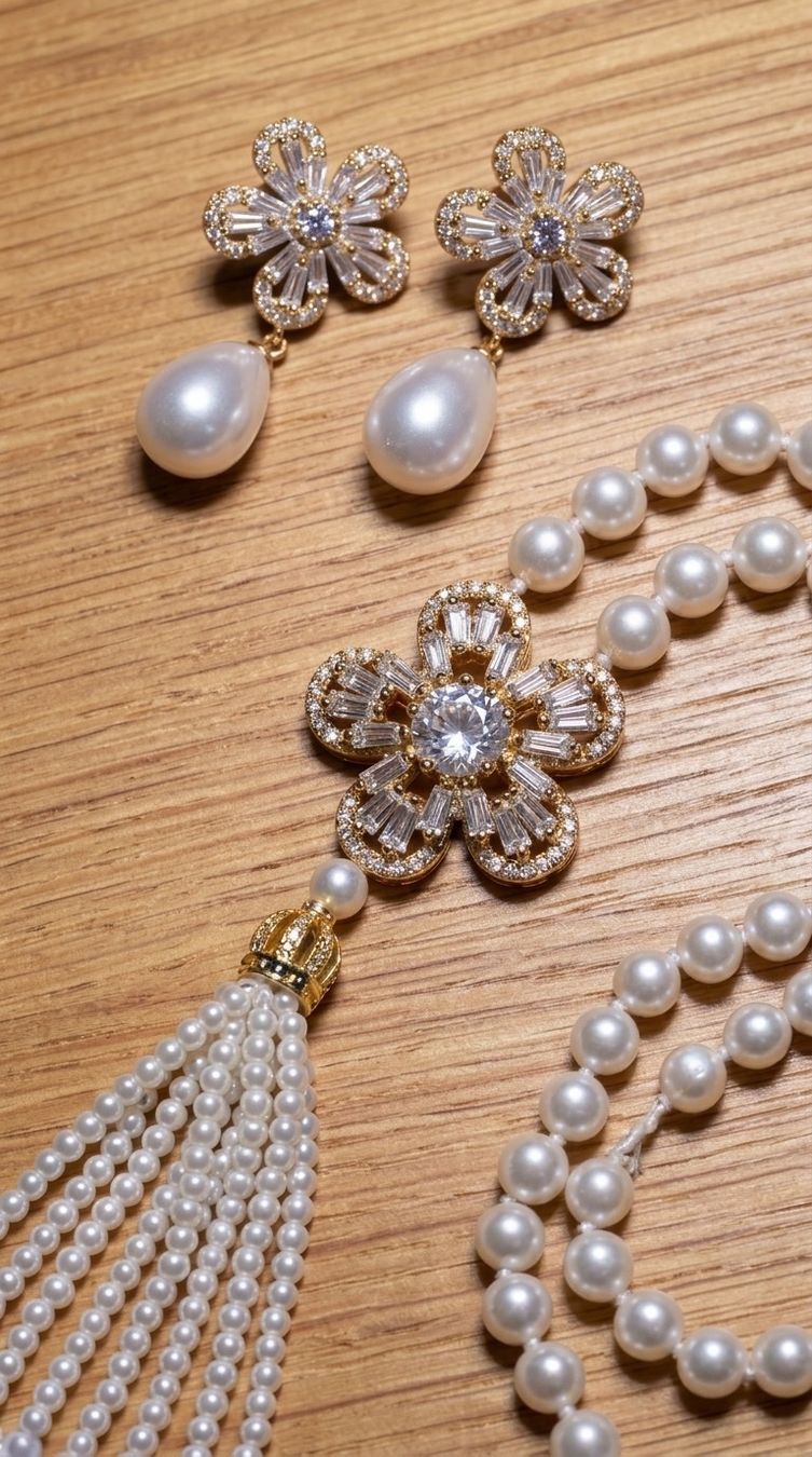 Altri gioielli: Parure collier et boucles perles fleur dorée – Nuovo e nell'imballaggio originale da St-Maurice venduto da Sandrinette123 2