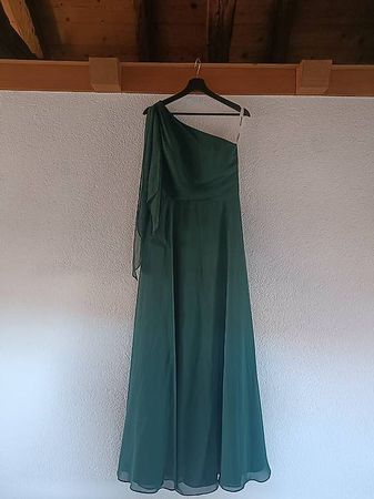 A-Linien-Kleid Chiffon, One-Shoulder, Bodenlang