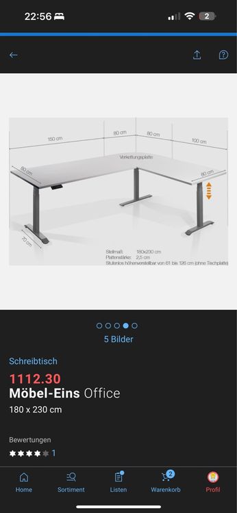 Schreibtische: Eck-Schreibtisch höhenverstellbar – Gebraucht aus Igis von Vi99 3