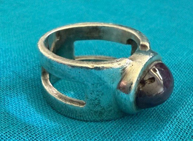 Anelli: Vintage Preloved 925 Silber Ring mit Dunkelviolett Stein – Usato da Osco venduto da Gatto_Nero 6