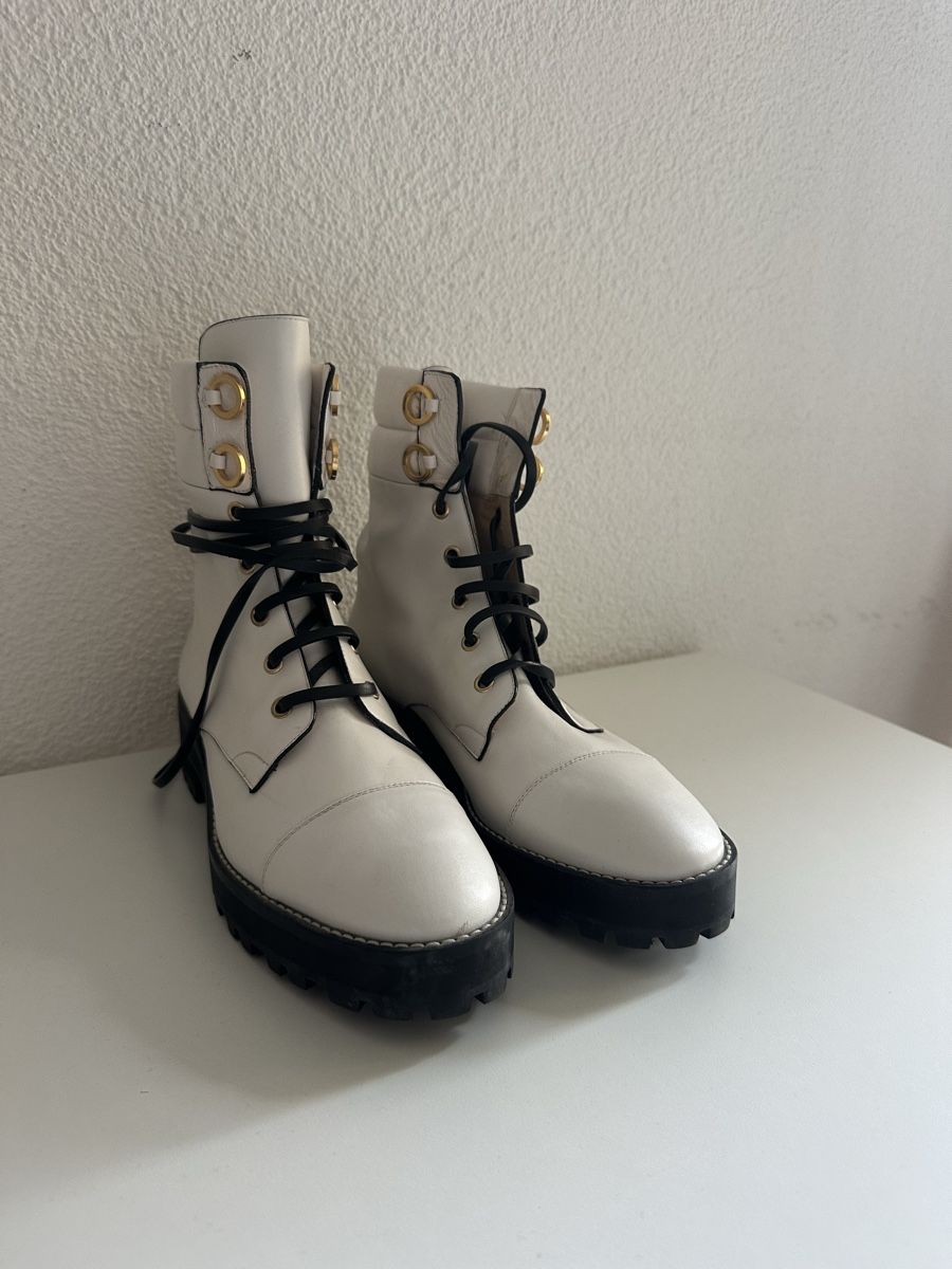 Scarpe da donna: Stuart Weitzman Boots white lace-up leather – Nuovo (secondo la descrizione) da Zürich venduto da Sarakatharinah