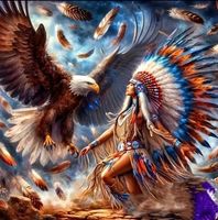 Diamond Painting: Adler mit Indianerhäuptling 20x20cm