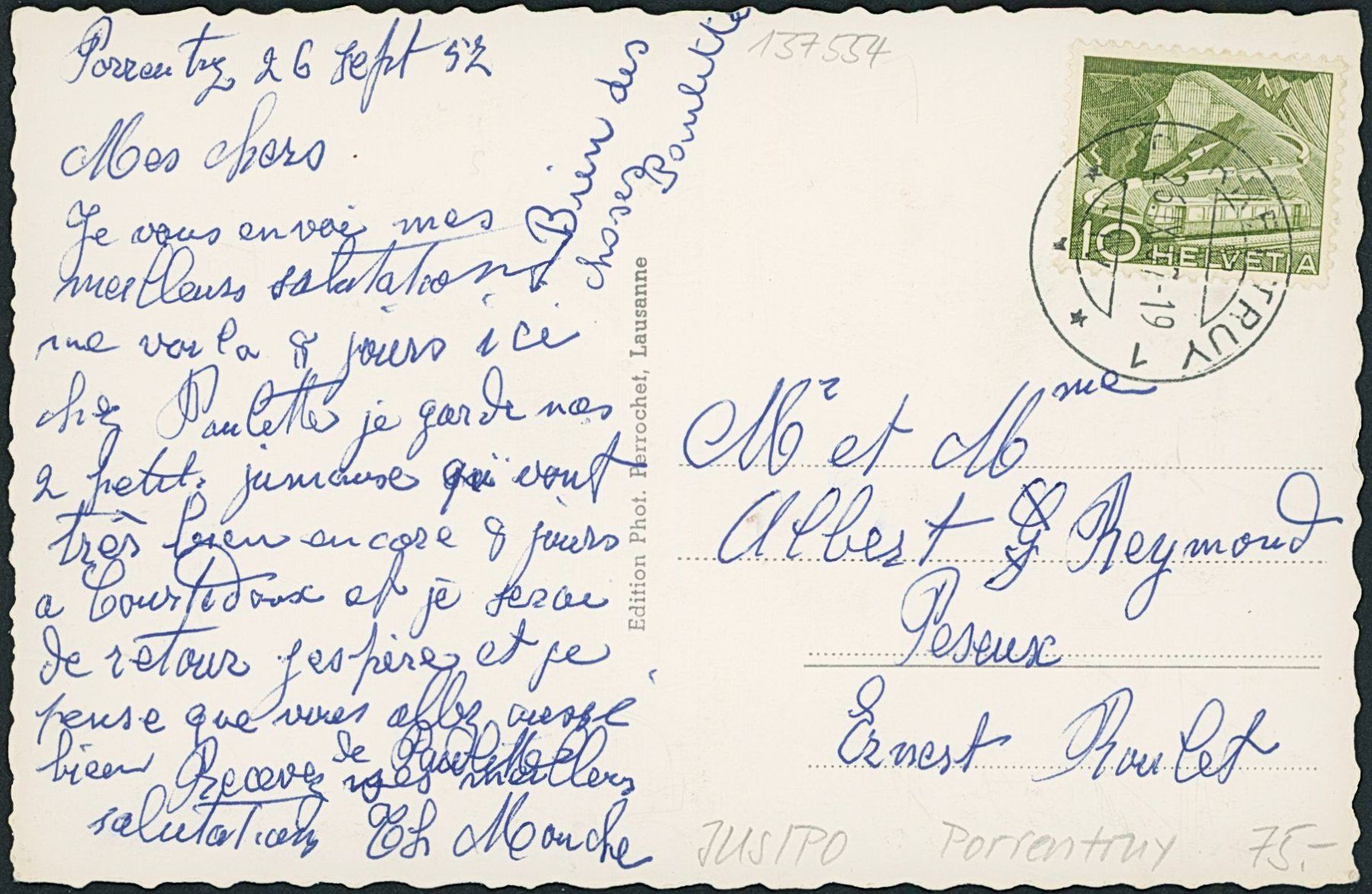 Cartoline postali: JUS Porrentruy – Usato da Schindellegi venduto da Jonathan77 1