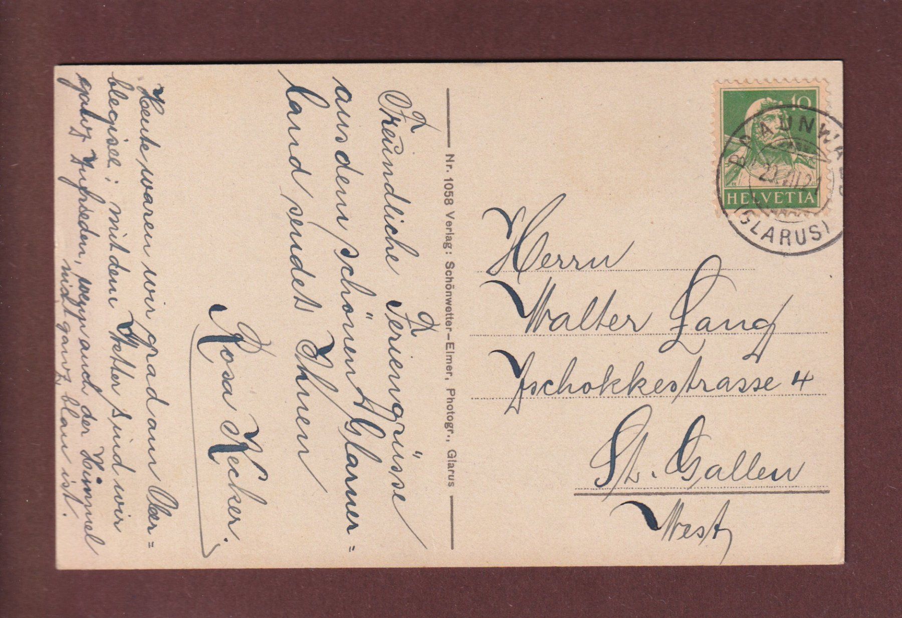 Cartoline postali: OBERBLEGISEE - Vrenelisgärtli - 1921 – Usato da Pully venduto da nicecards 1