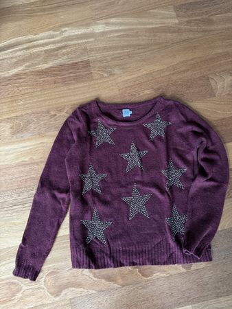 Saint Tropez Pullover bordeaux mit Sternen Grösse M