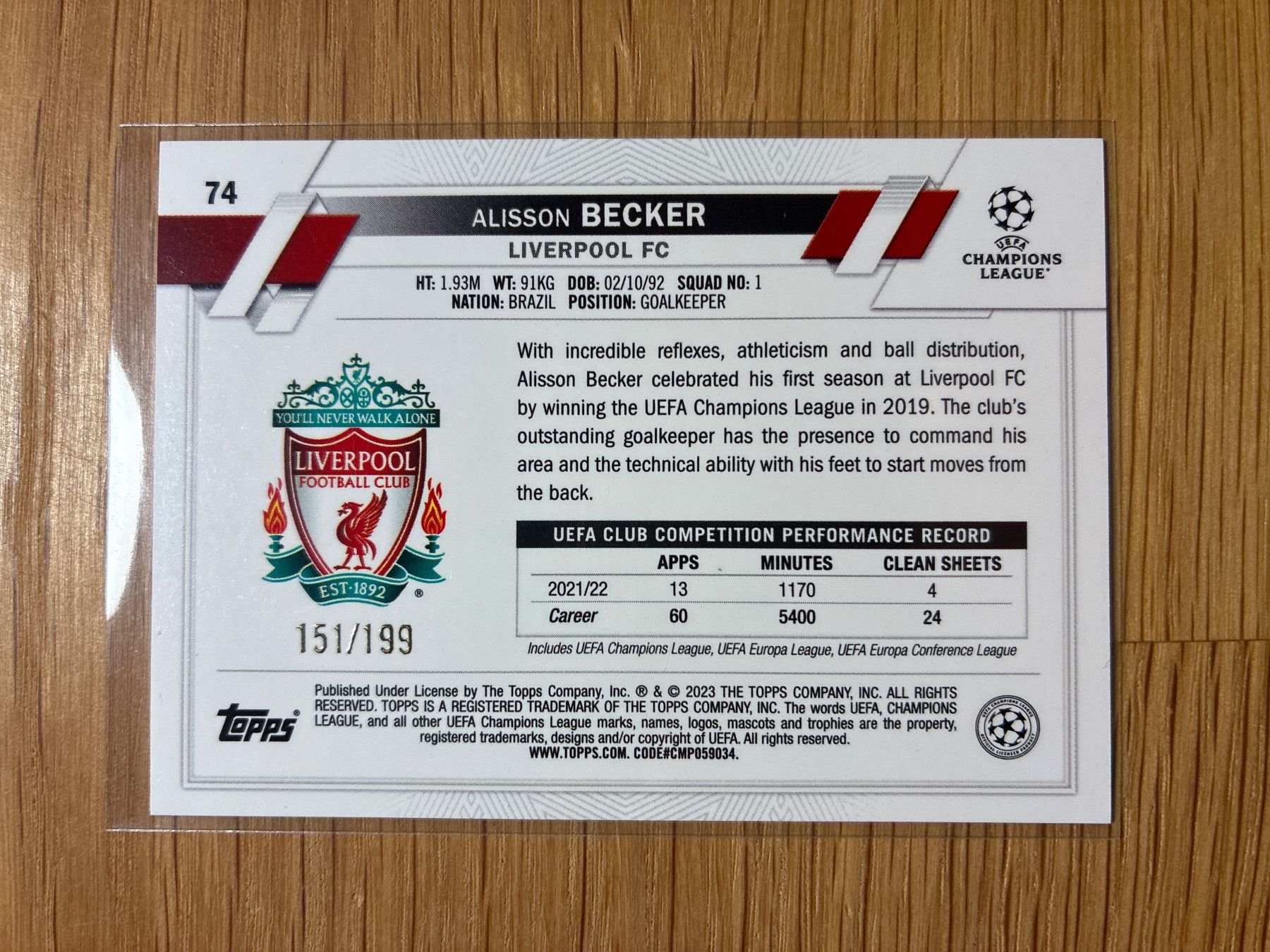 Topps Carte collezionabili: Topps Flagship Alisson Becker Liverpool /199 – Usato da Wangenried venduto da Garagara 1