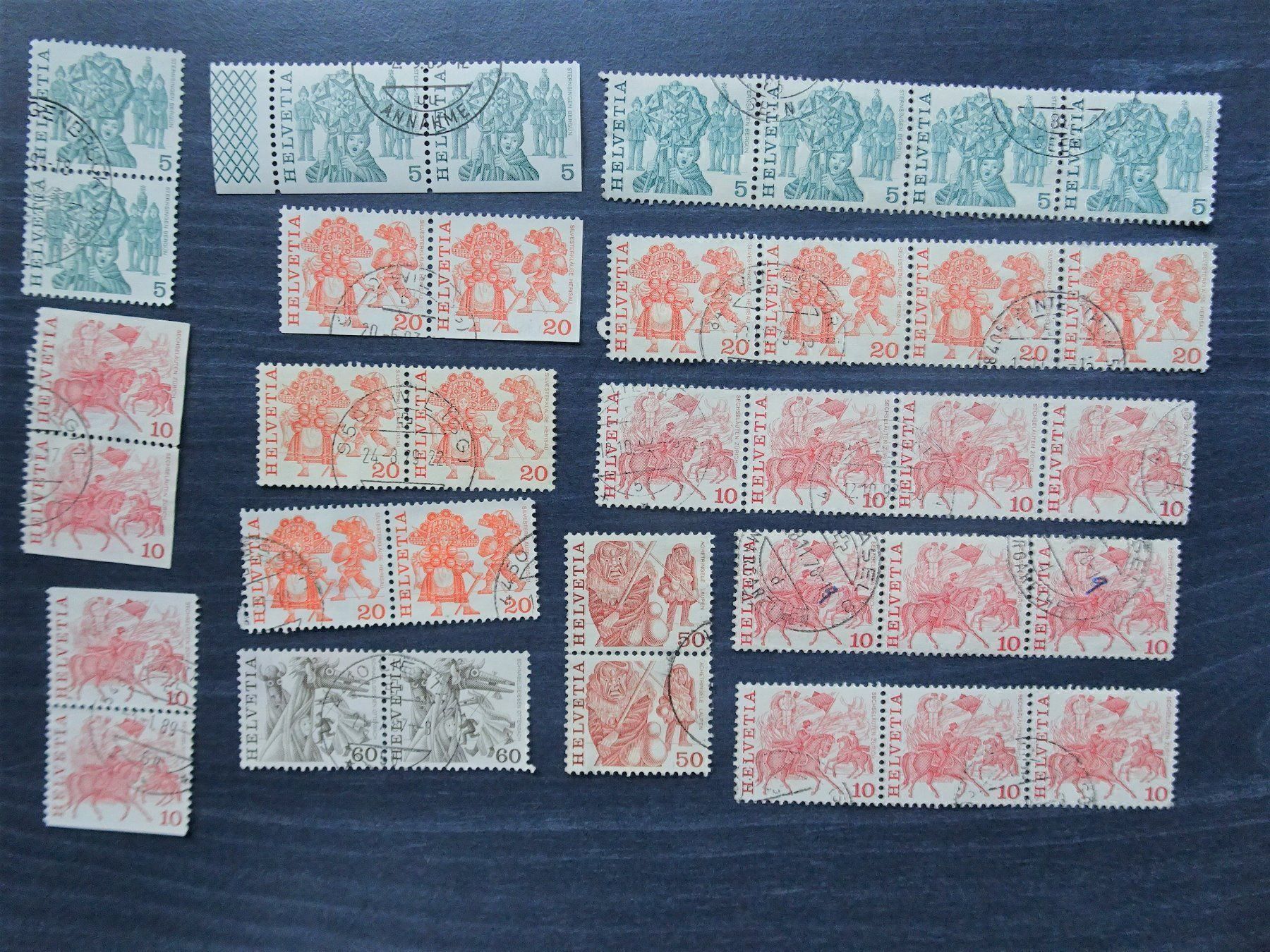 Alle Briefmarken: Div. Streiffen, auch aus Markenheft – Gebraucht aus Aadorf von Chnorli-Furz