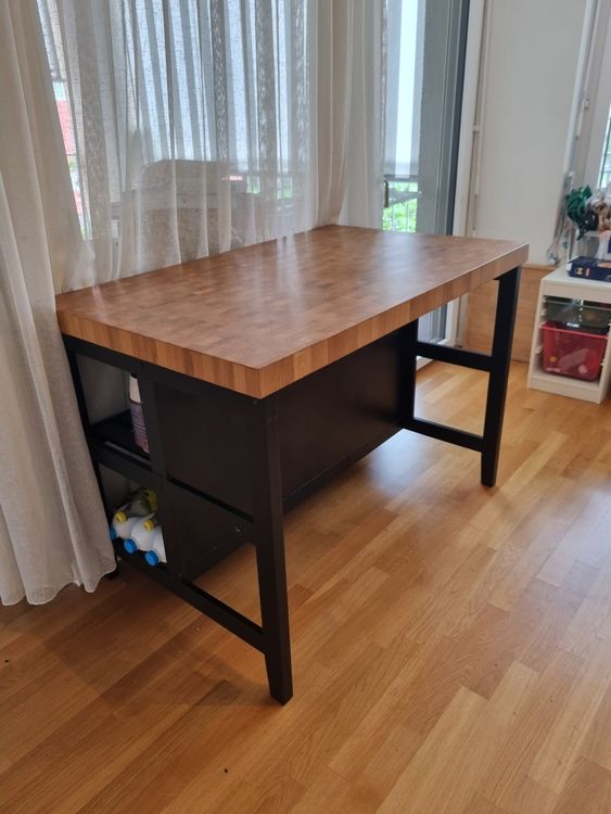 Kitchen island, black/oak VADHOLMA ikea Kaufen auf Ricardo