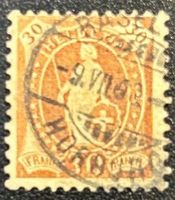 Schweizer Briefmarke stehende Helvetia