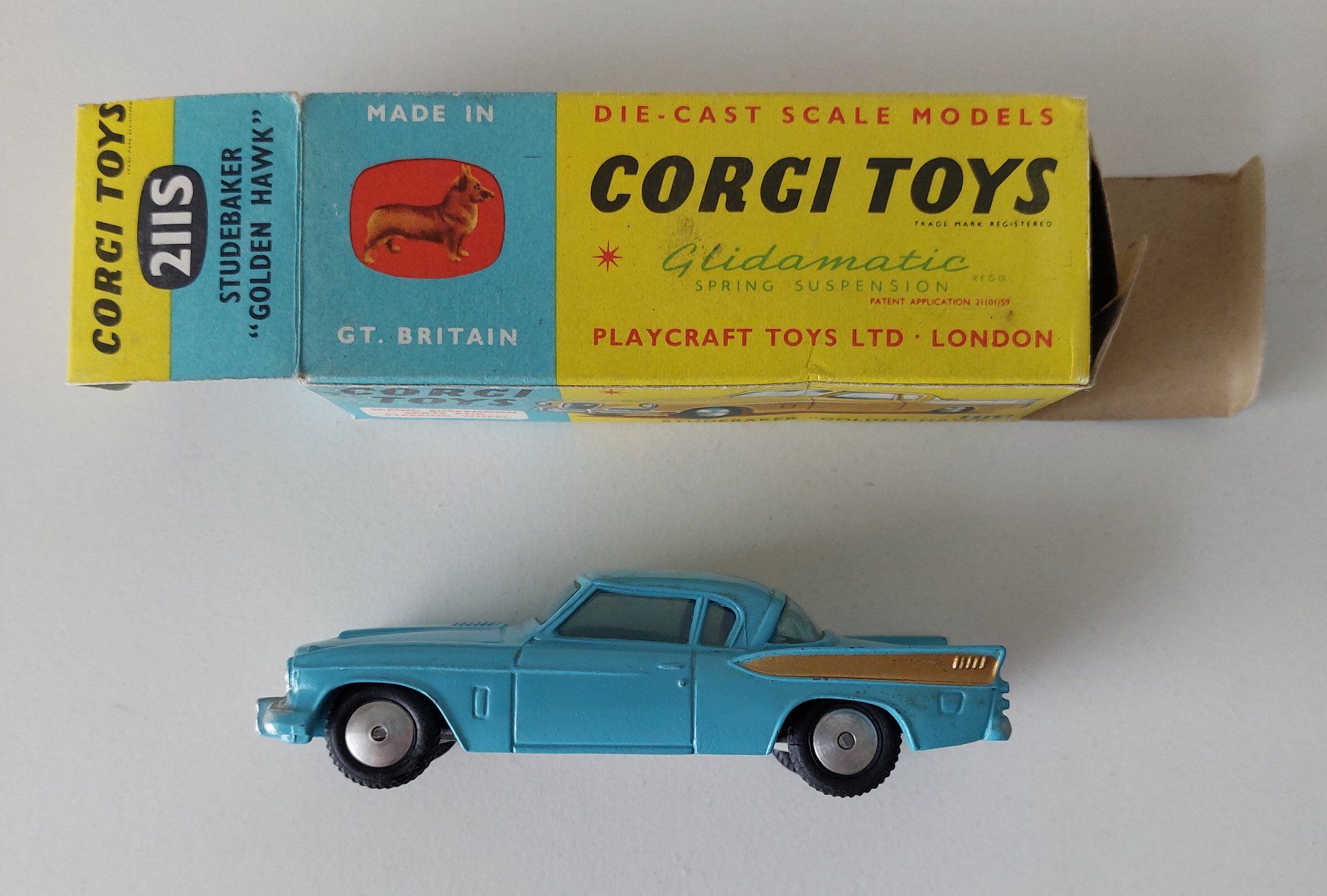 Corgi Toys Modellini d'auto: Corgi Toys 211S  Studebaker Golden Hawk  mit Original Box – Nuovo e nell'imballaggio originale da Schenkon venduto da Elbarto007 6