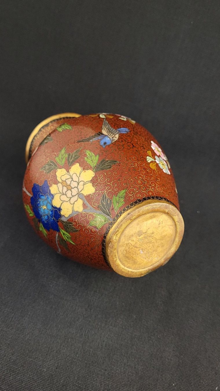 Vasi & Recipienti: Alte Cloisonne-Vase mit Blumen – Usato da Basel venduto da spinne02 6