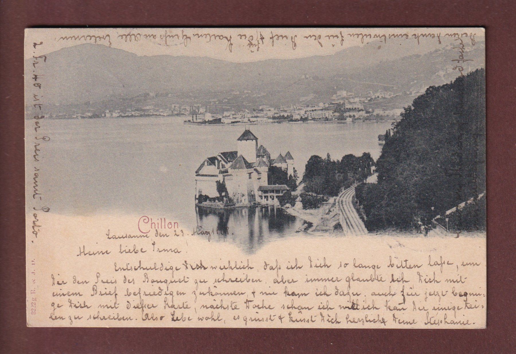 Cartoline postali: Château de CHILLON et Montreux - 1898 – Usato da Pully venduto da nicecards