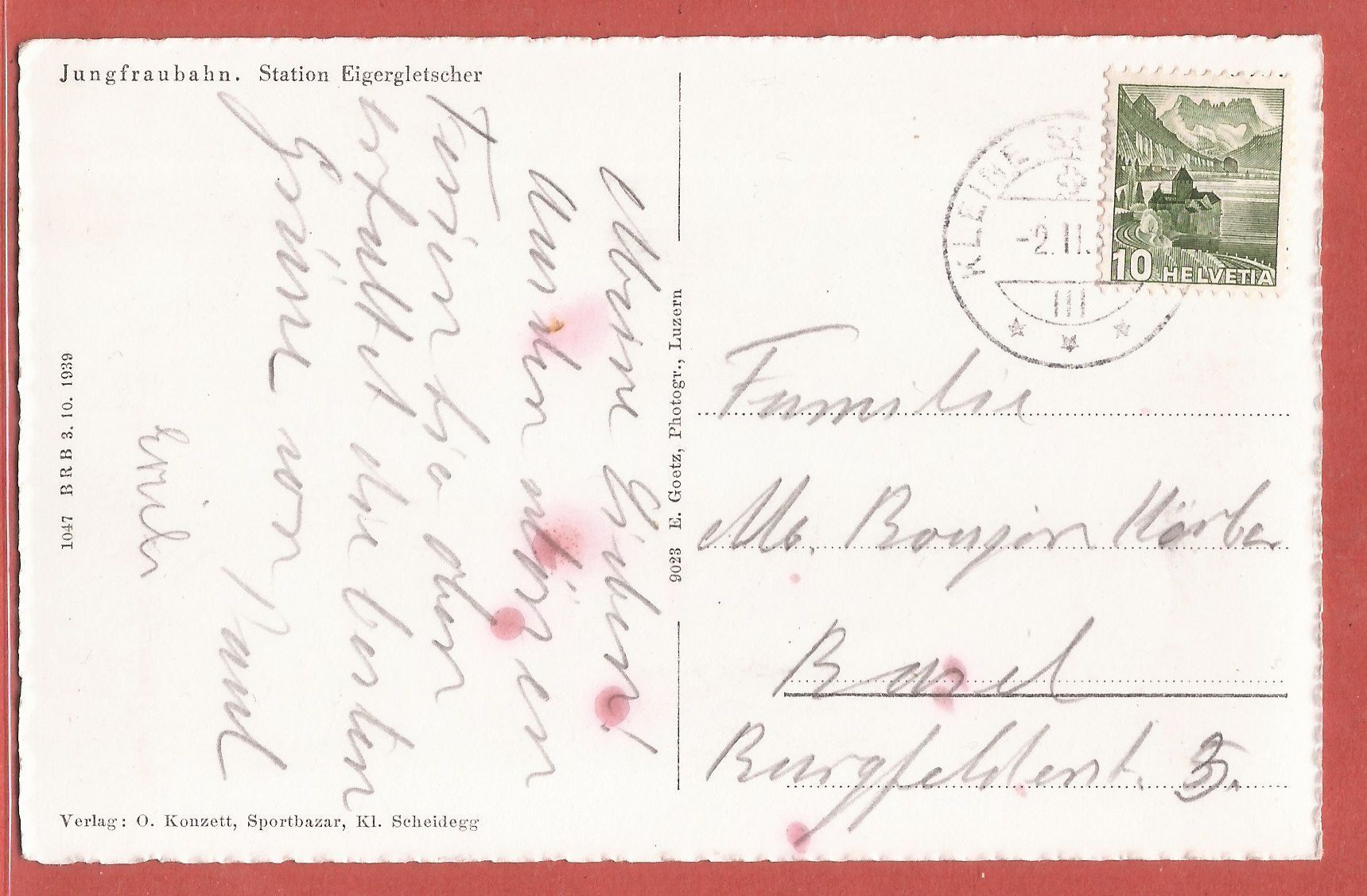 Cartoline postali: Jungfraubahn in Station Eigergletscher - ca. 1950 – Usato da Fislisbach venduto da Porano 1