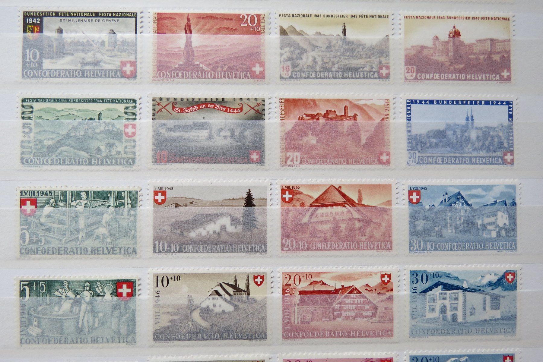 Tutti i francobolli: Sammlung PP 1938-1949 postfrisch ** komplett - SBK: 152.-. – Nuovo (secondo la descrizione) da Brunnen venduto da Kumari 2