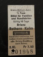 Altes BRB Ticket Brienz Rothorn Kulm 1970er Jahre