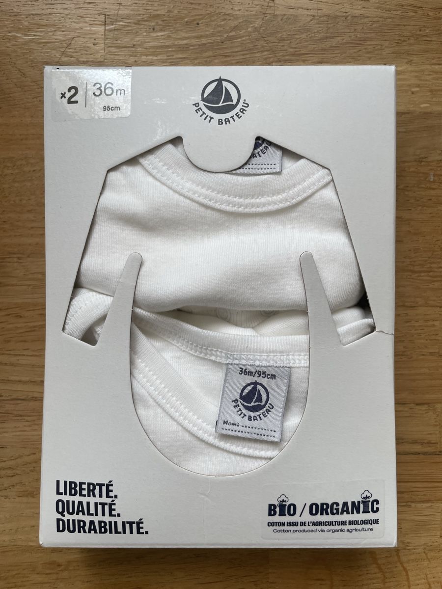 Petit Bateau Biancheria intima: Petit Bateau Langarm Body Set 95cm weiss – Nuovo e nell'imballaggio originale da Zürich venduto da Martuski