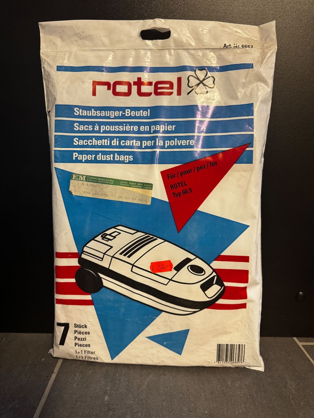 Rotel Staubsauger & Zubehör: Rotel Staubsaugerbeutel Typ 66.5, 7 Stk. + 1 Filter, Neu – Neu und originalverpackt aus Affeltrangen von Fuelli03