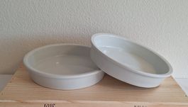 2 Keramik Blumenuntersetzer 26 cm weiss