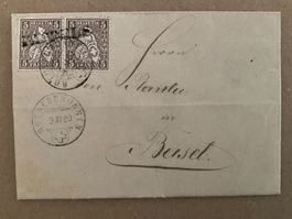 1880 Zunr. 30 Paar Faltbrief mit Inhalt Stab Paspels - Basel
