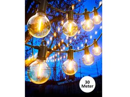 GLÜHBIRNEN LED LICHTERKETTE AUSSEN - 30 METER - 50+2 BIRNEN
