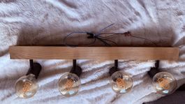 Lampe sur rail 4 spots bois naturel style industriel, comme 