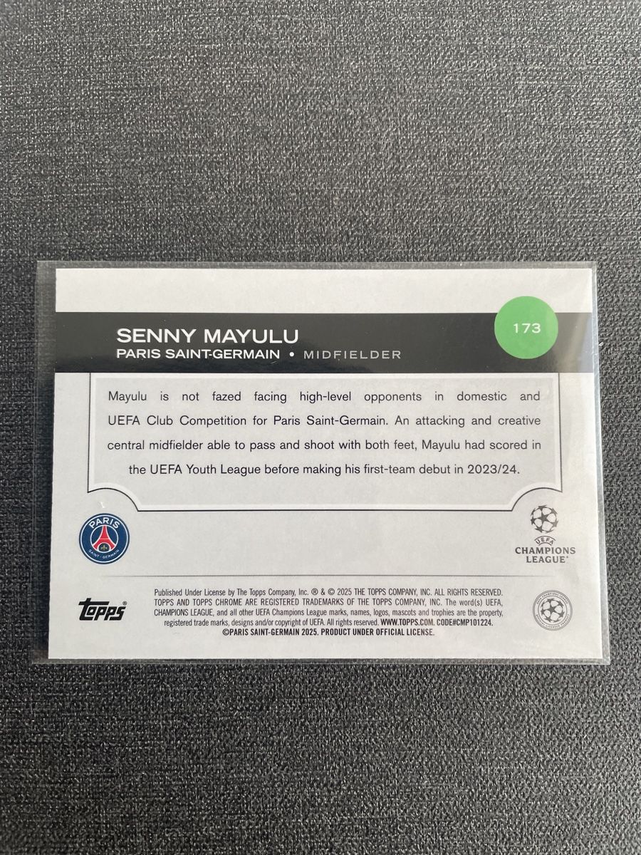 Topps Carte collezionabili: Topps Chrome Senny Mayulu Paris Saint-Germain – Nuovo (secondo la descrizione) da Burgdorf venduto da Sports_Cards_3400 1