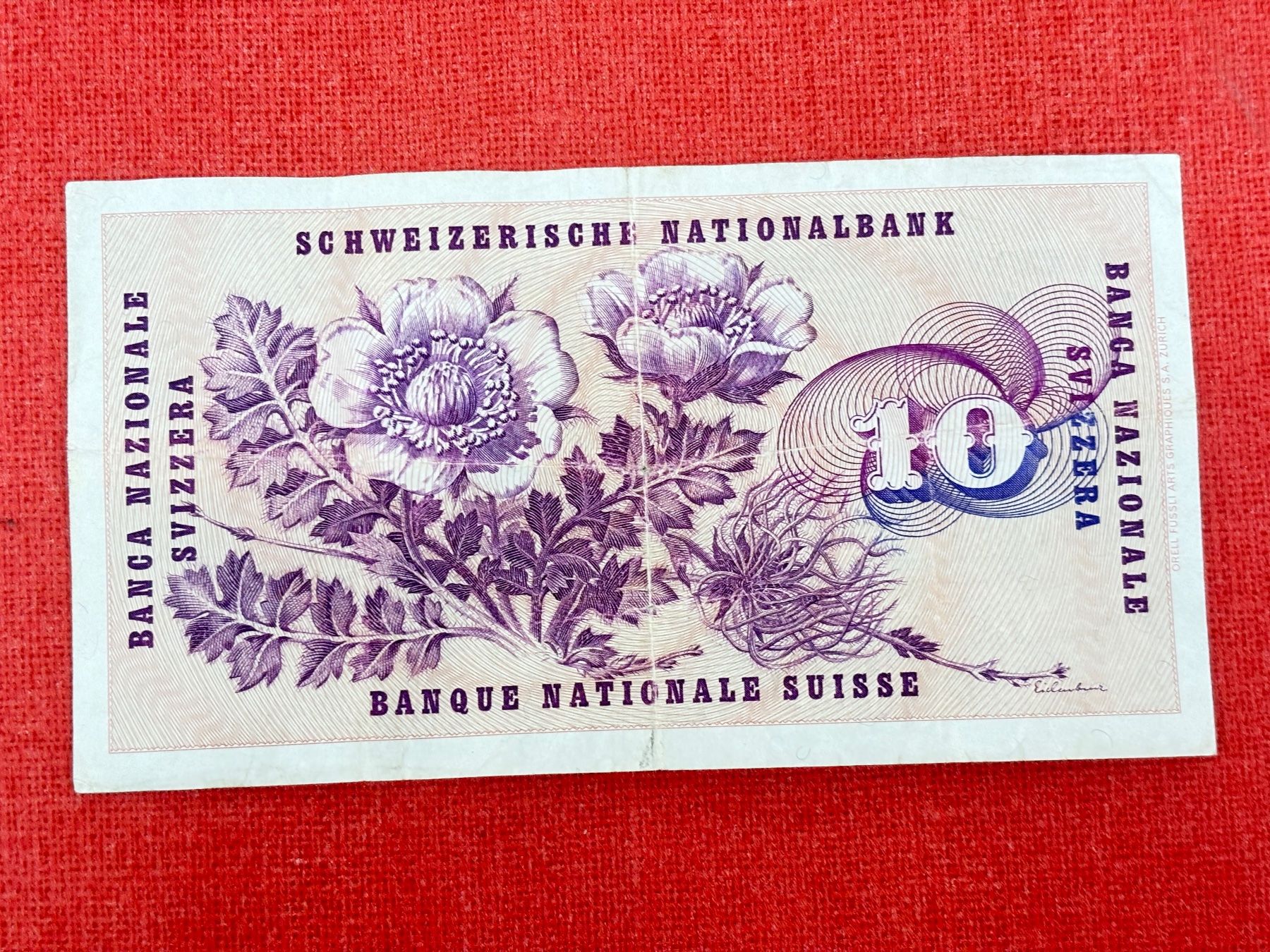 Banconote: 10 Franken Banknote 1977 gebraucht – Usato da Ormalingen venduto da digital09 1