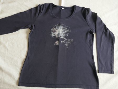 S.OLIVER  Langarmshirt mit Print - dunkelblau