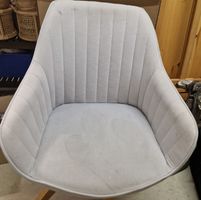 Light Gray Rotating Chair with Wooden Legs.