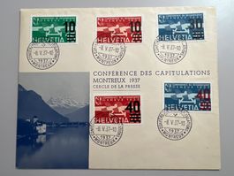 1937 Confer. d. Capitu. Montreux Flugpostmarken mit Aufdruck