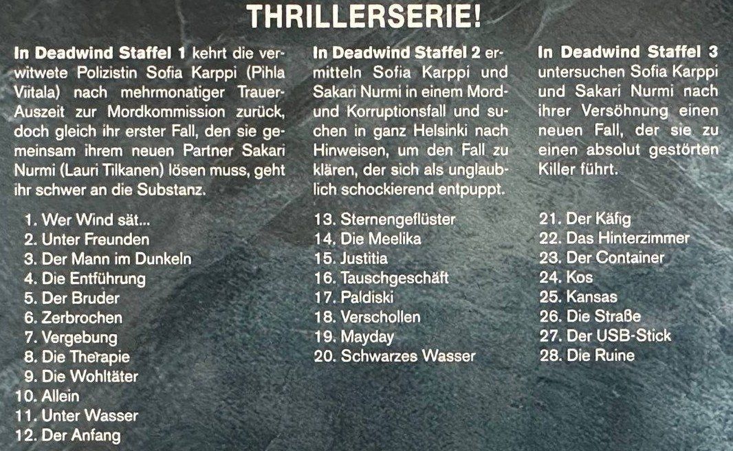 Tutti i DVDs: Deadwind - Gesamtedition - Blu-ray - Alle Staffeln TOP! – Usato da Beringen venduto da Mantafisch1 3