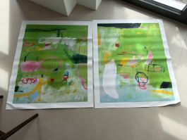 2 Paintings printed on Paper Dualberi
