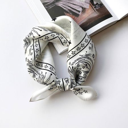 New 53cm 100% Silk Scarf, White Klein Halstuch, Men's Scarf