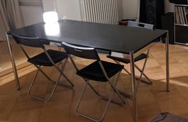 USM Haller Tisch schwarz, ca. 175x100 cm, Chromgestell