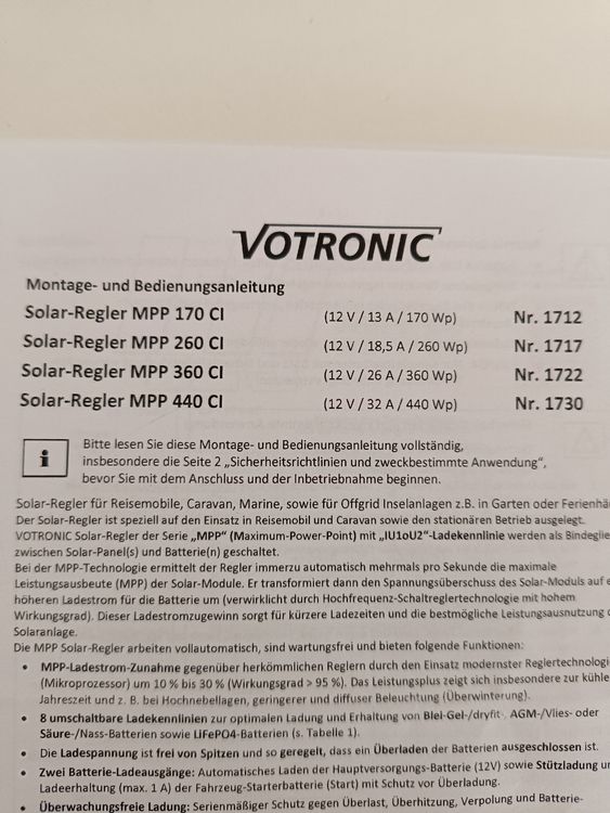 Votronic Régulateur de charge solaire MPP 250 Duo Digital - www