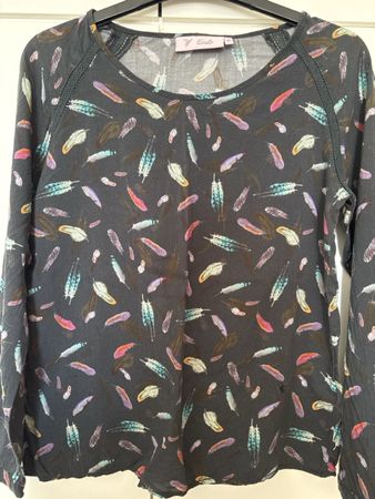 Emily van den Bergh Bluse, Federn Muster, Gr. 36, Viscose