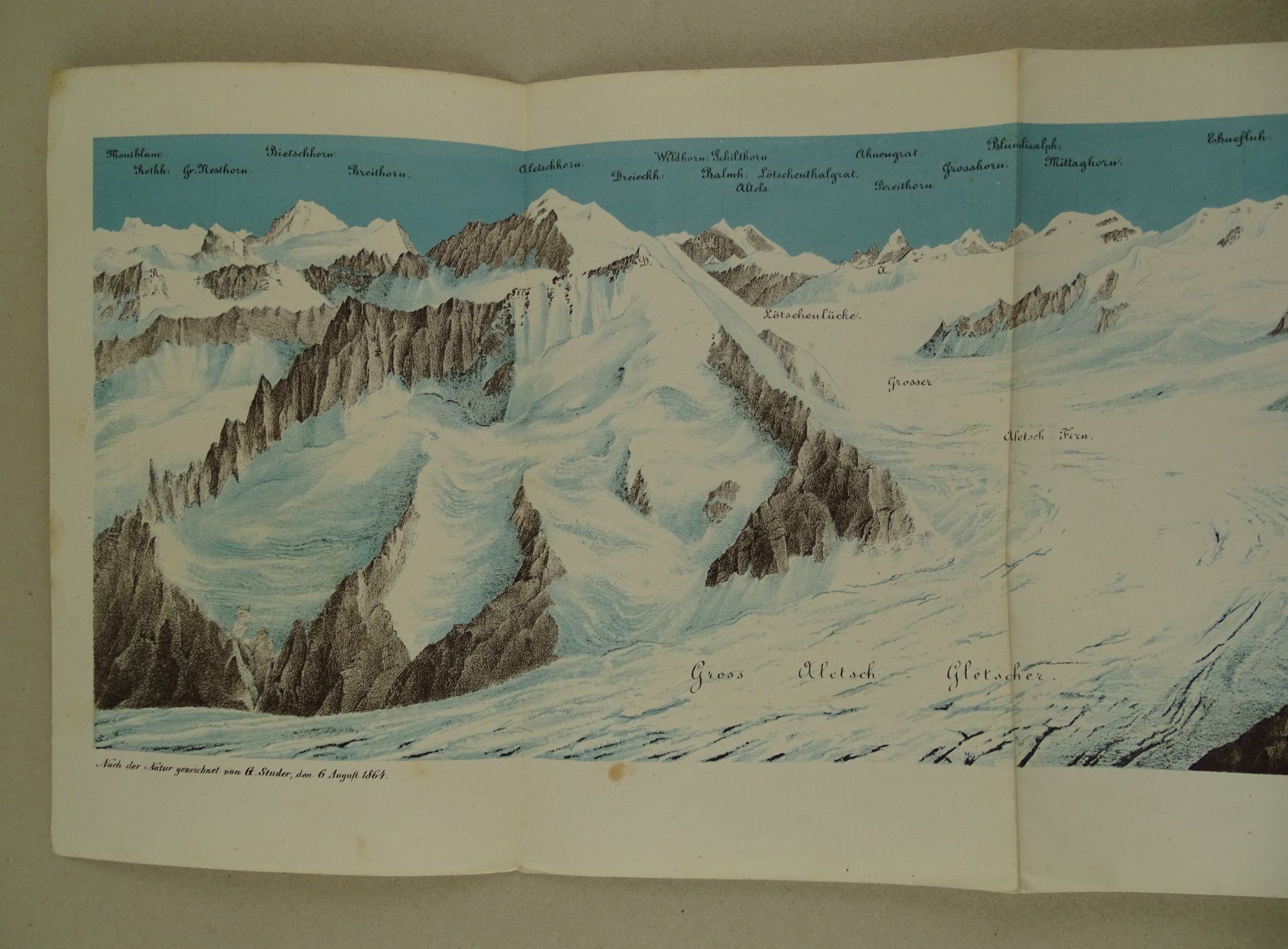 Stiche: PANORAMA VOM GROSSEN WANNEHORN, 1865 – Gebraucht aus Grüningen von Kartensammler